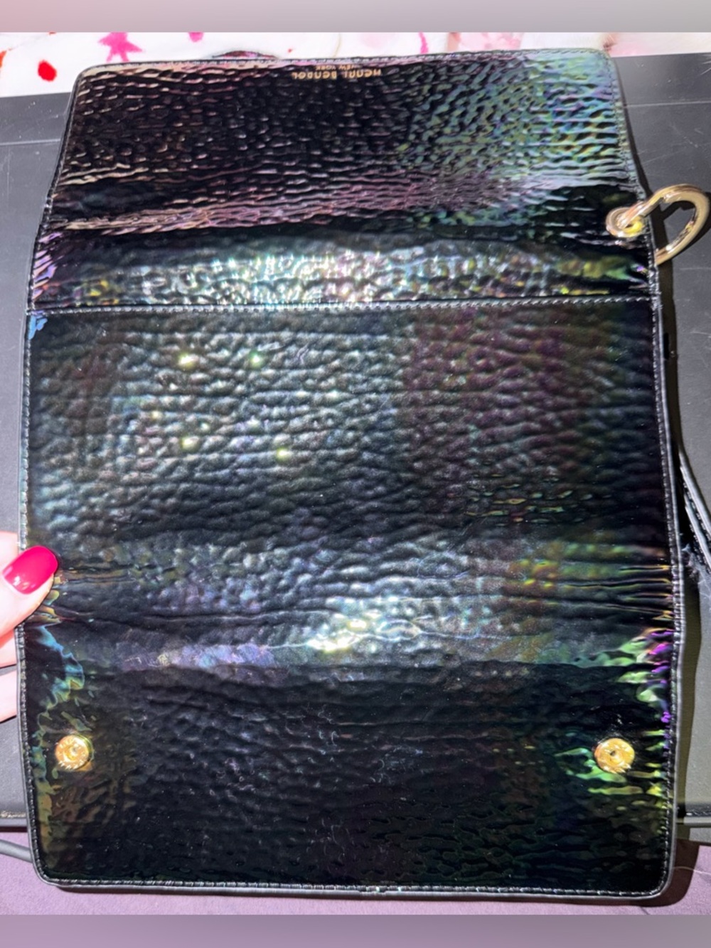 Henri Bendel NWOT Iridescent Petrol Textured Leather Wallet - Picture 4 of 4